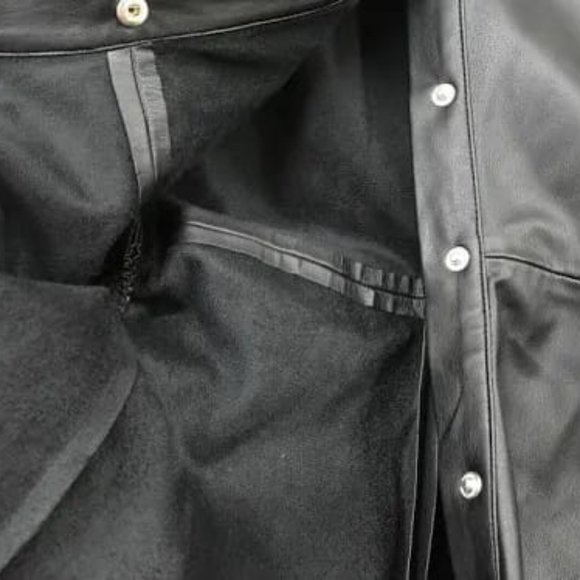 ZARA BLACK SOFT VEGAN LEATHER MIDI COAT DRESS WITH SNAP BUTTONS. (LIKE NEW) - Picture 8 of 9